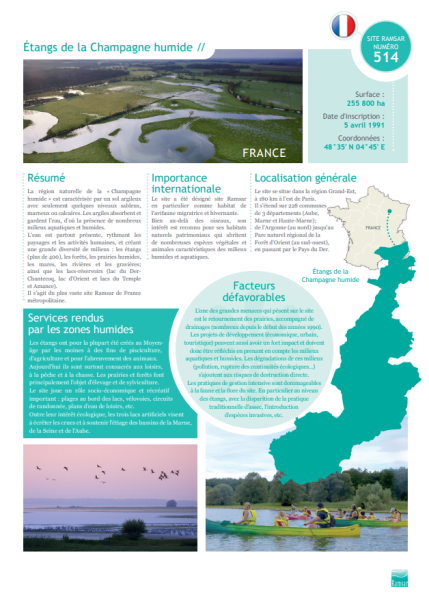 Fiche Ramsar Étangs de la Champagne humide