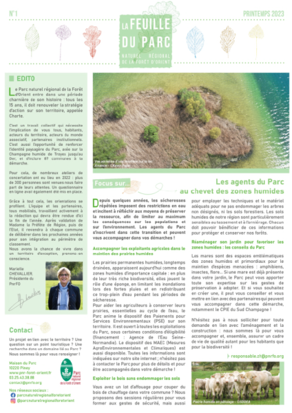 La Feuille du Parc n°1 – Printemps 2023