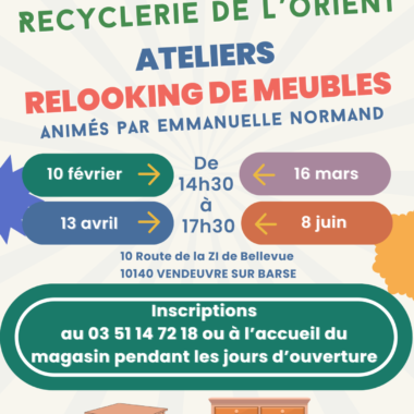 4 ateliers relooking de meubles à la Recyclerie de l’Orient !