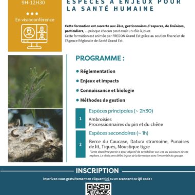 Formation gratuite : gérer les espèces à enjeux pour la santé humaine